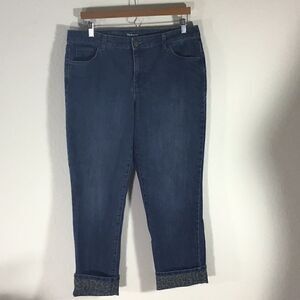 Style &Co Women’s Jeans Blue Leo Wash Ex-Boyfriend Curvy Ankle Leopard Size 12